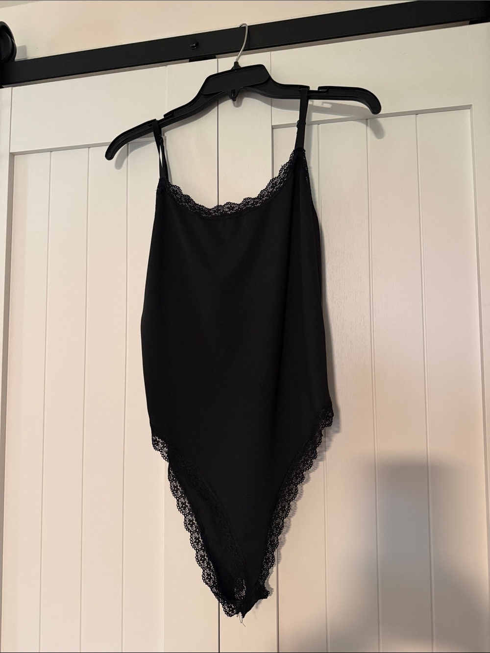 SHEIN Black Lace Trim Bodysuit